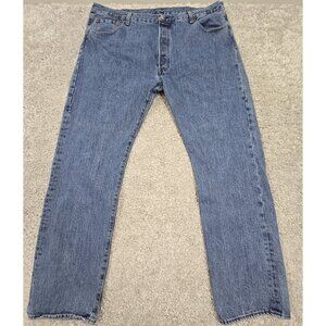 Levis 501 Jeans Men 42x34‎ (Fits 41x33) Blue Button Fly Straight Medium Wash